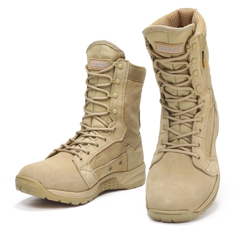 IODSON Men's Breathable Work Tactical Military Boots Lightweight Combat Army Motorcycle Jungle bootsï¼ˆBrown 10ï¼‰ - Image 4